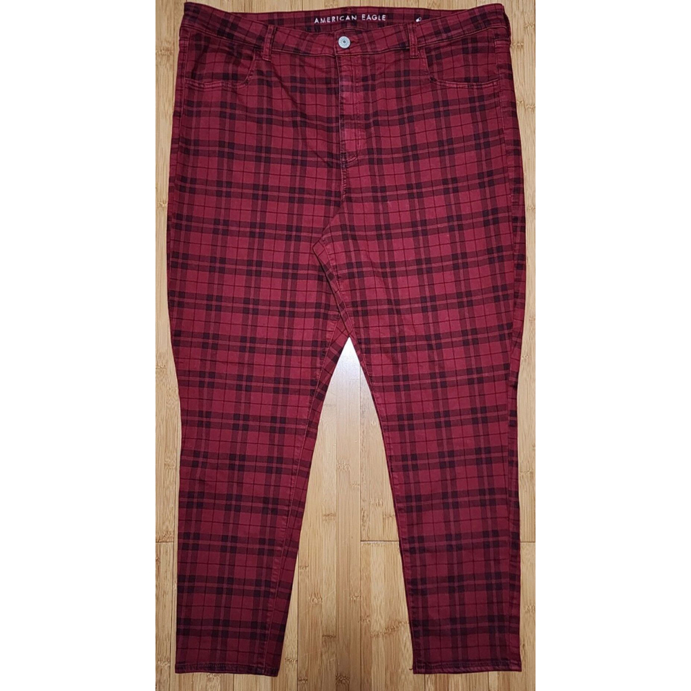 American Eagle Next Level Stretch Hi Rise Jegging Flannel Red Jeans Women's 24